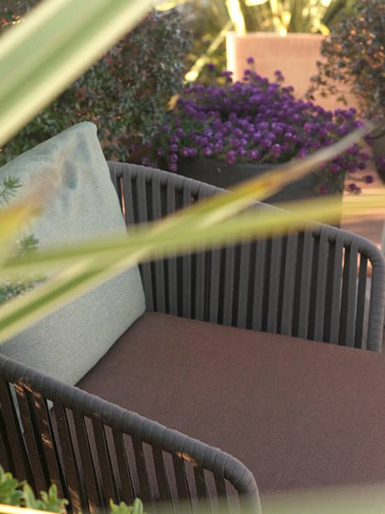 Detalle de la terraza en la azotea del Hotel Mercer Madrid