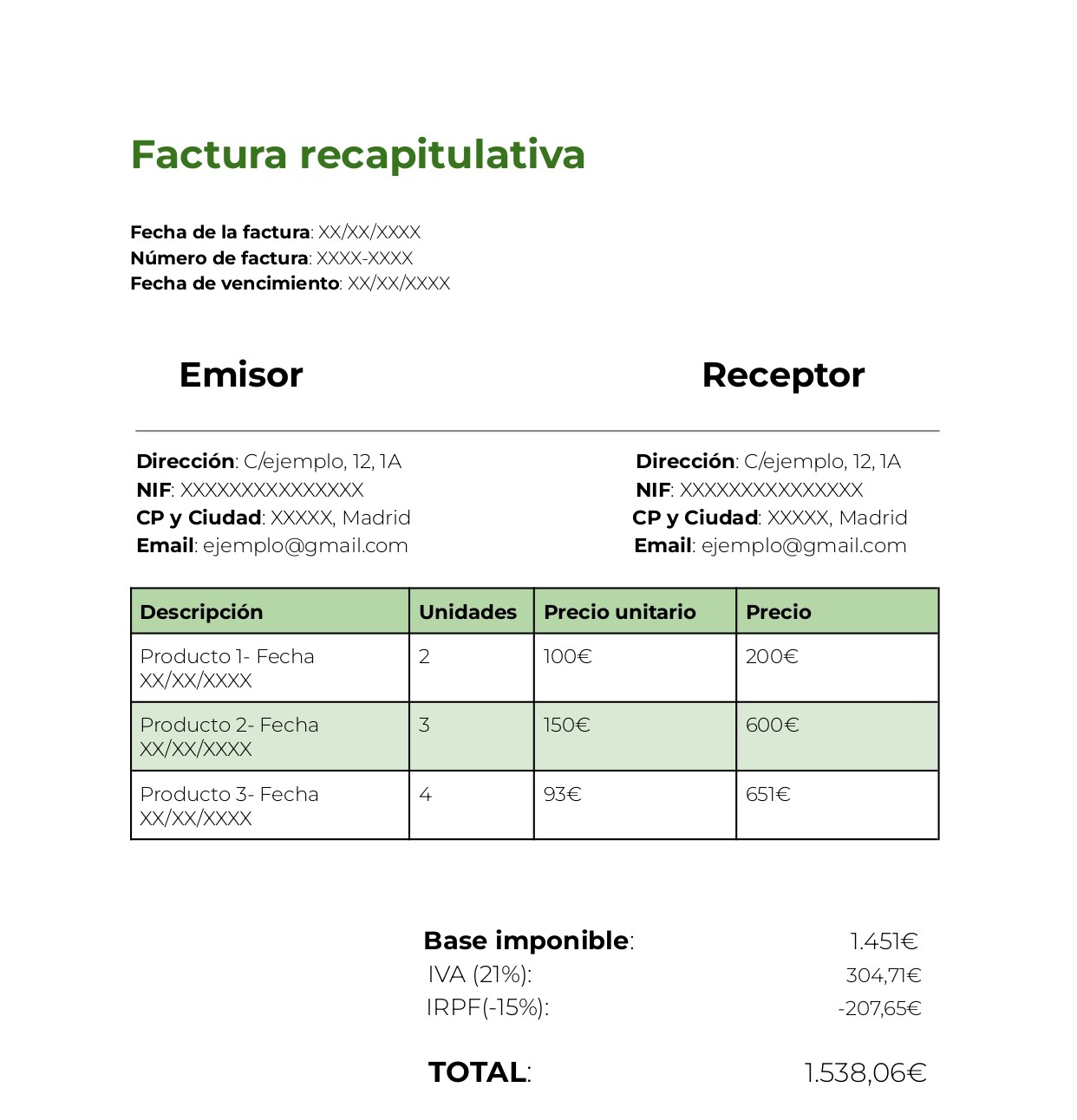 Factura recapitulativa 