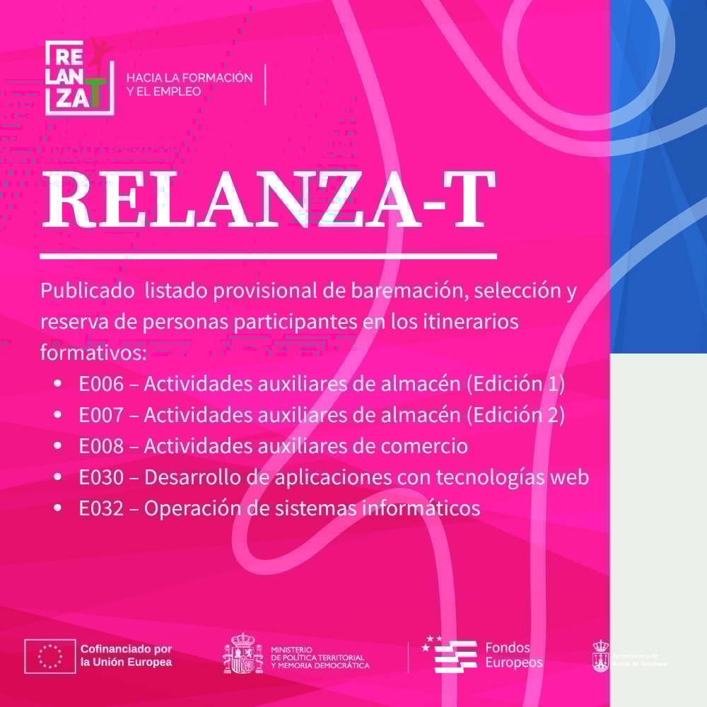 Publicado el primer listado provisional de baremación y selección del proyecto RELANZA-T