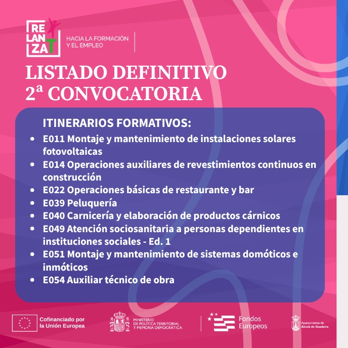 Publicados los listados definitivos de ocho itinerarios de la segunda convocatoria de RELANZA-T