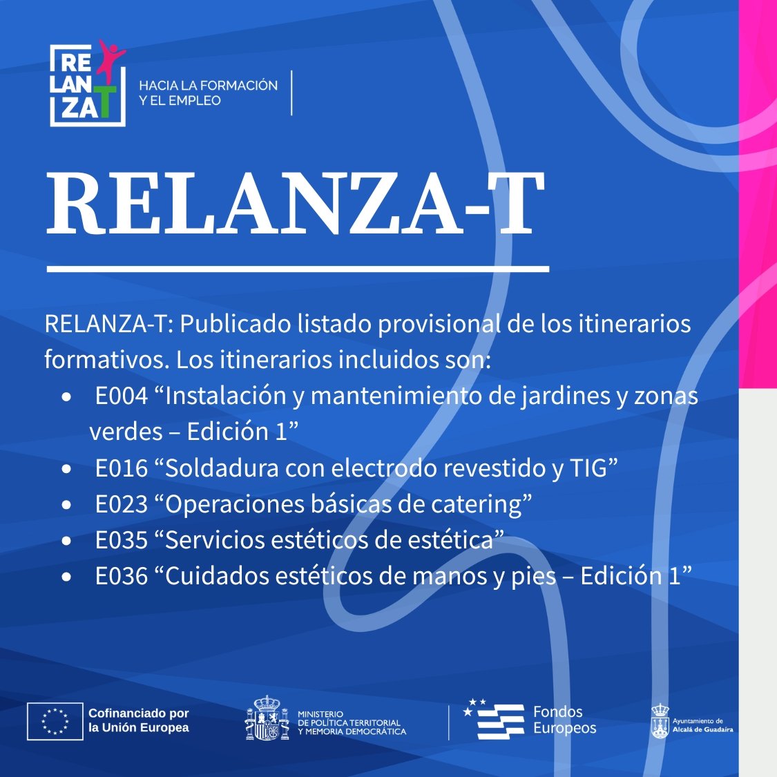 Publicado listado provisional de participantes en itinerarios formativos de RELANZA-T 