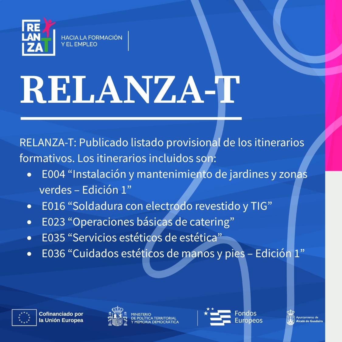 Publicado listado provisional de participantes en itinerarios formativos de RELANZA-T 
