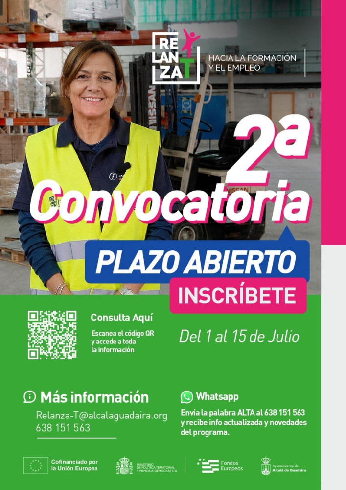 El Ayuntamiento de Alcalá de Guadaíra abre del 1 al 15 de julio la segunda convocatoria de RELANZA-T con 23 itinerarios formativos.