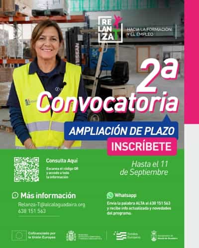Ampliado hasta el 11 de septiembre el plazo de solicitudes para cinco itinerarios de la 2.ª convocatoria de RELANZA-T