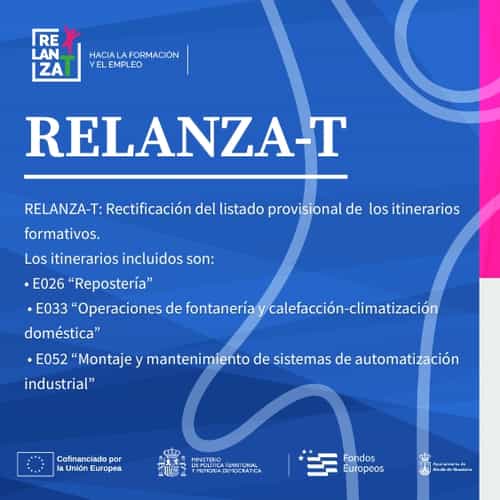 Rectificación del listado provisional de los itinerarios E026, E033 y E052 de RELANZA-T
