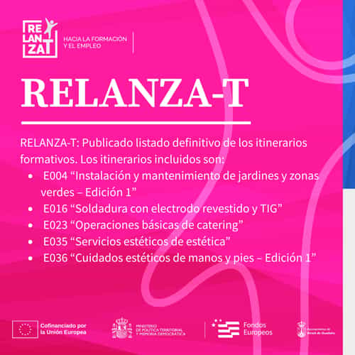 Publicado listado definitivo de participantes en itinerarios formativos de RELANZA-T